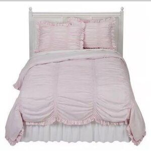 Simply Shabby Chic Rachel Ashwell Pink Ruched Full/Queen Comforter Set cottage